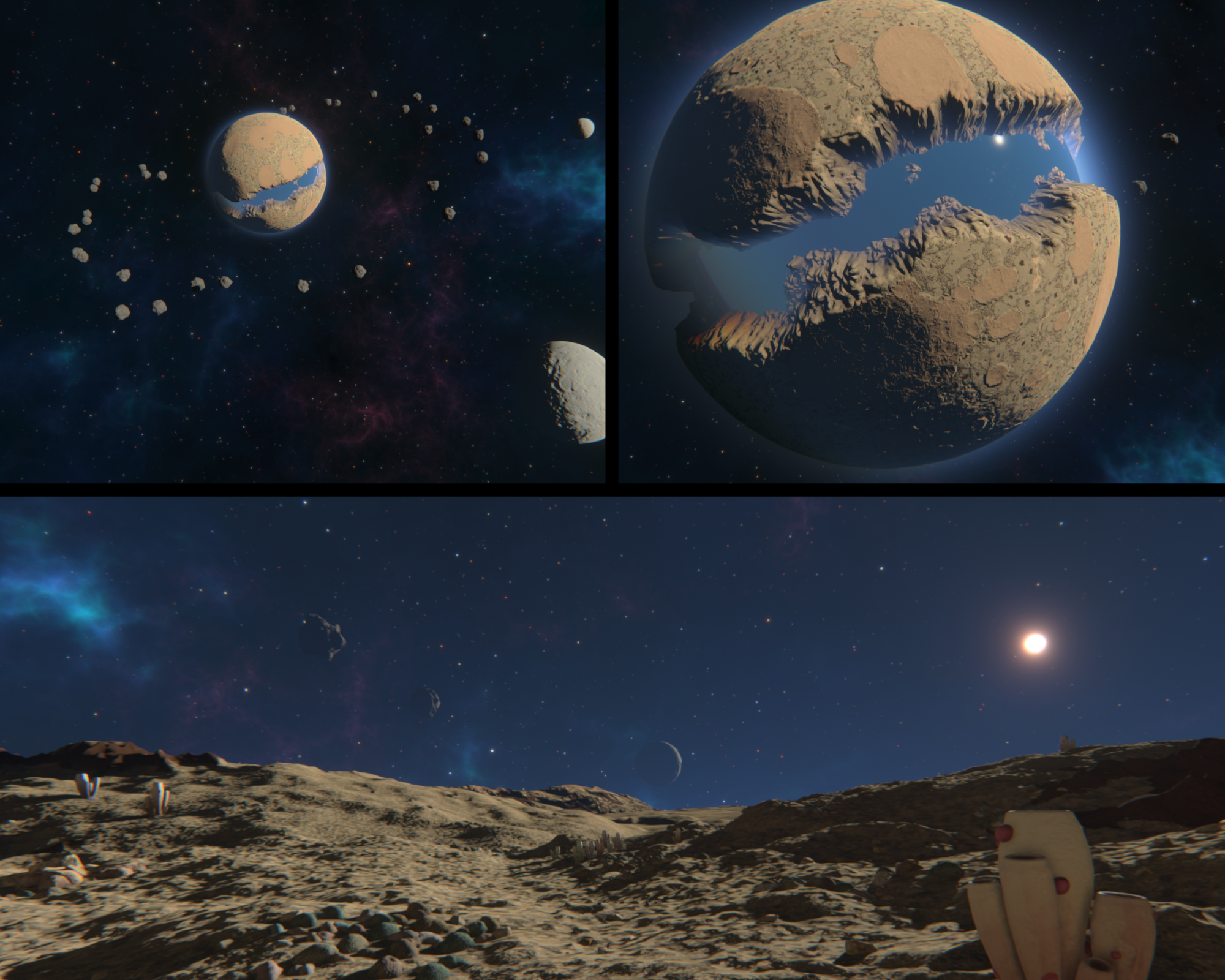 Thadès et ses astéroïdes et lunes